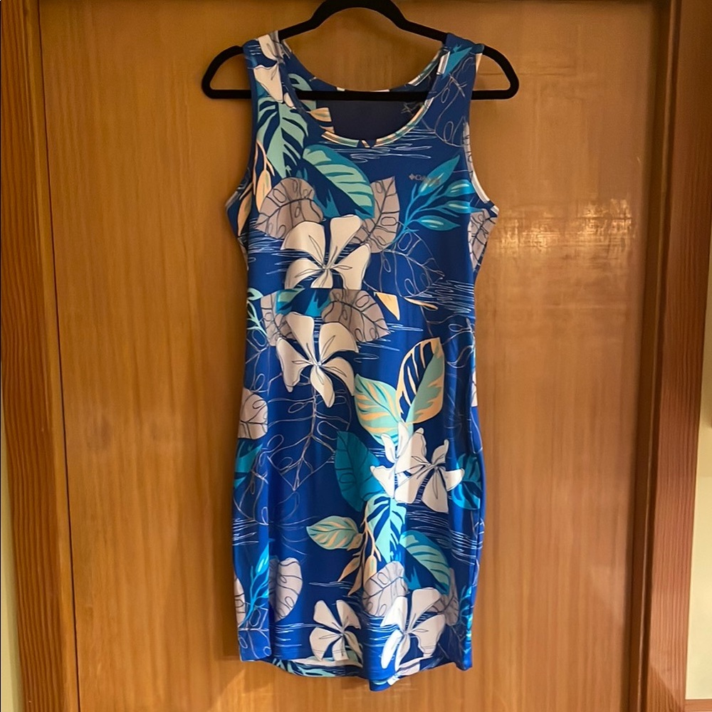 Columbia Blue Mini Sundress Sleeveless Scoop Neck, Size Small